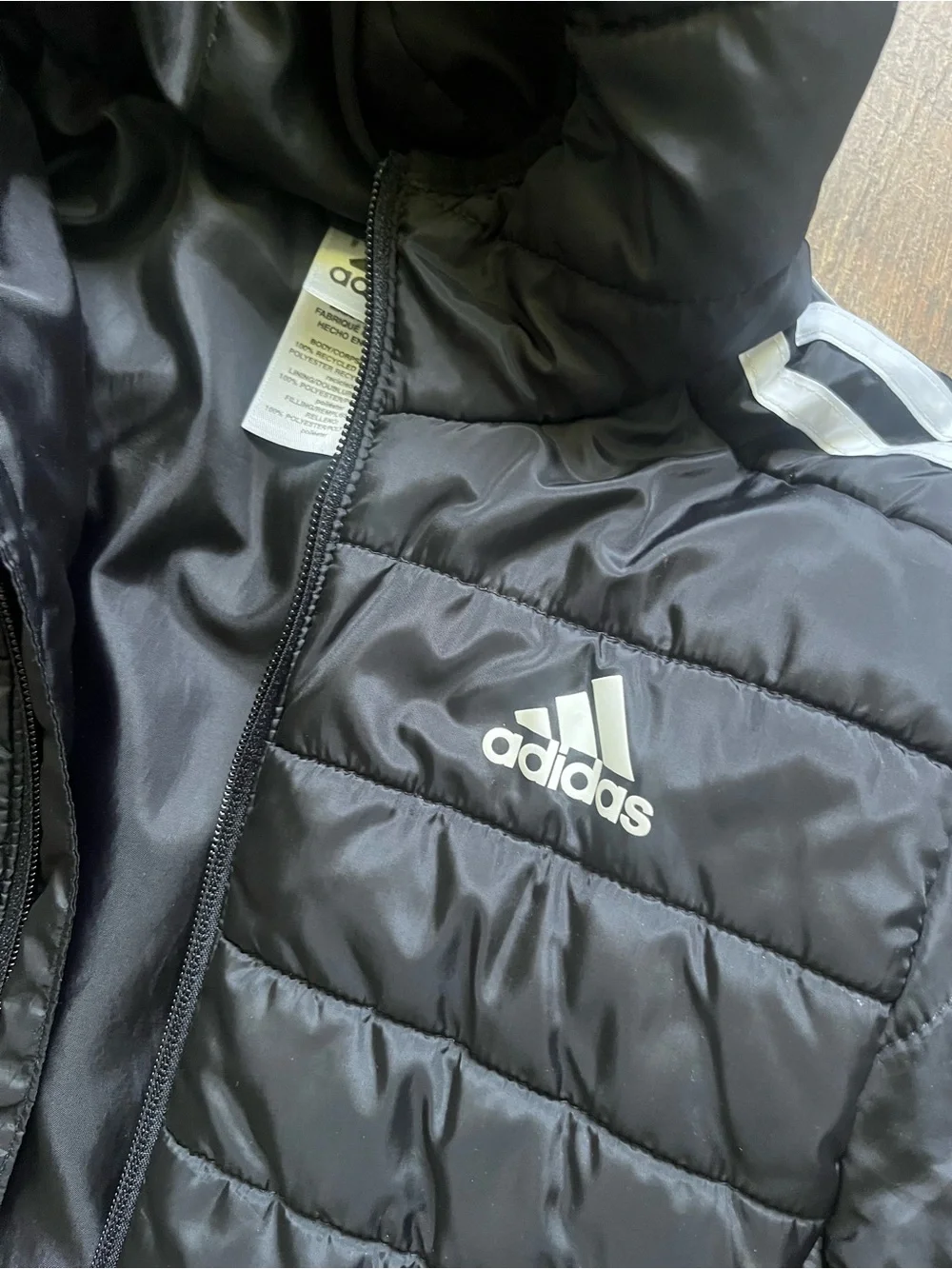 Adidas puffer coat black size XS or 6